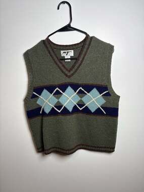 my Vintage 100% Wool Argyle V-Neck Sweater Vest